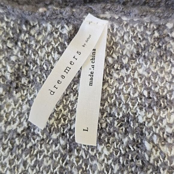 Dreamers Gray And White Open Front Floral Print Cardigan - Size Large - Picture 4 of 12